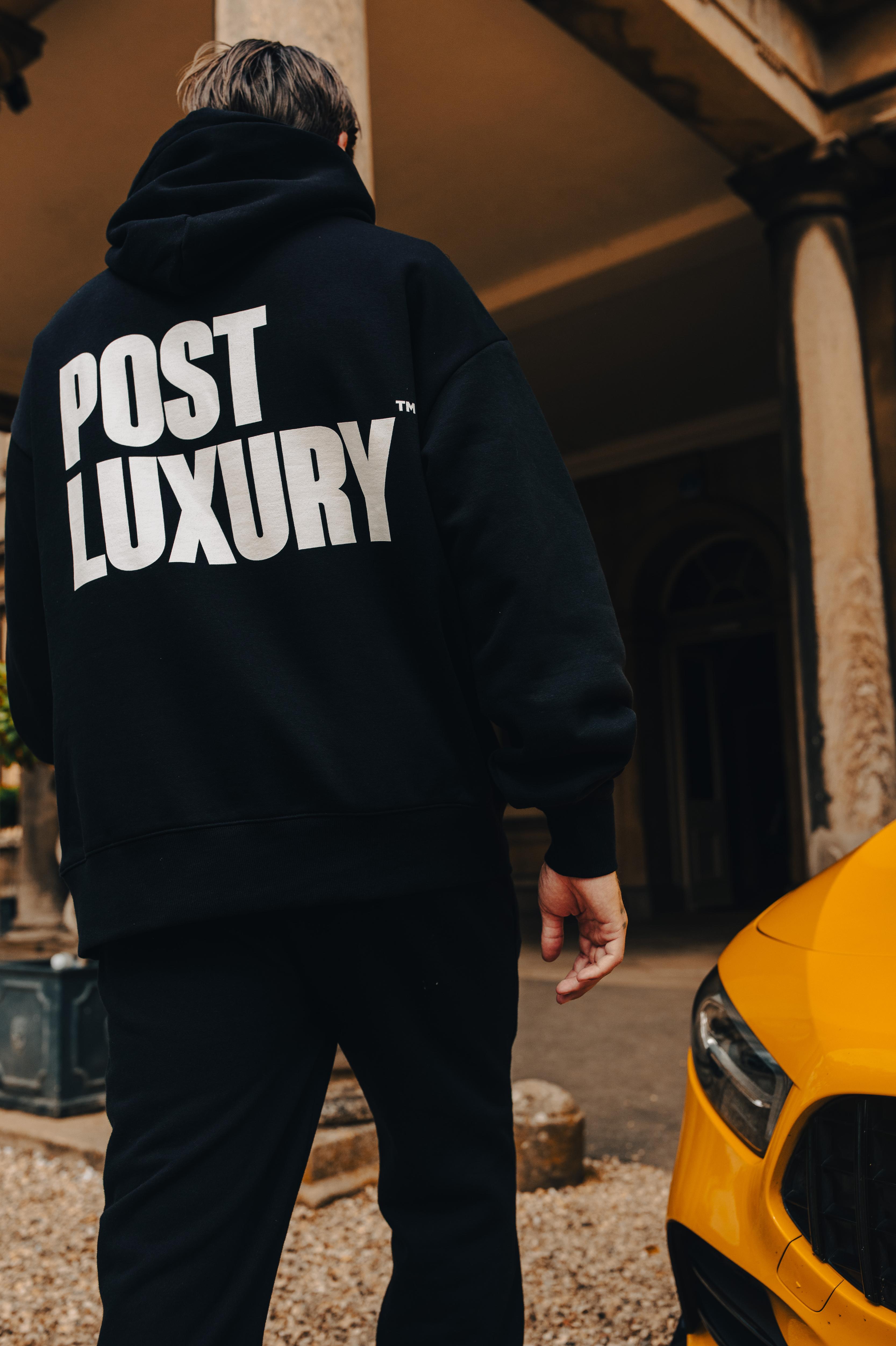 Post Luxury Logo Heavy Hoodie Black